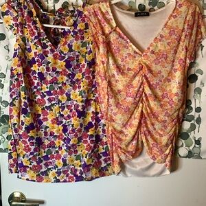 A.Byer flower printed blouse, and flower printed blouse with bow